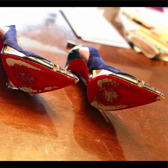 Christian Louboutin Purple Snakeskin/Suede Pumps - Picture 5 of 8